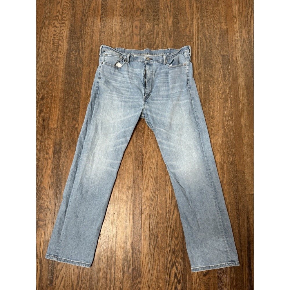 Levis 505 Regular Fit Jeans Mens 42X32 Light Wash Denim Straight Leg Blue